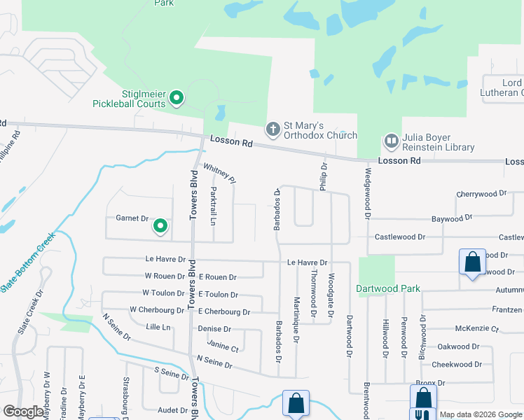 map of restaurants, bars, coffee shops, grocery stores, and more near 32 Park Place in Buffalo