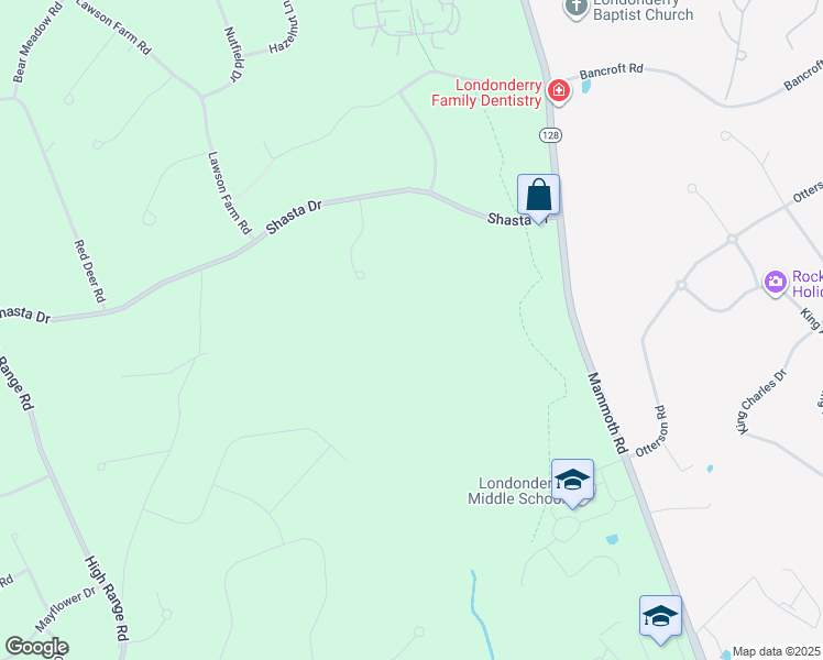 map of restaurants, bars, coffee shops, grocery stores, and more near Wheel Wright Cir in Londonderry