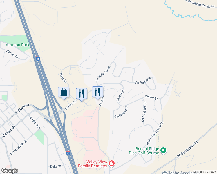 map of restaurants, bars, coffee shops, grocery stores, and more near 444 Hospital Way in Pocatello