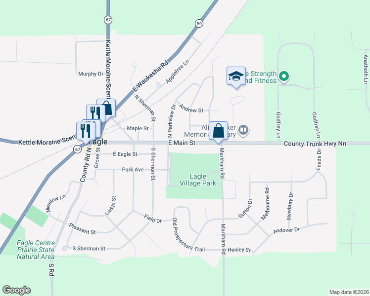 map of restaurants, bars, coffee shops, grocery stores, and more near 528 East Main Street in Eagle