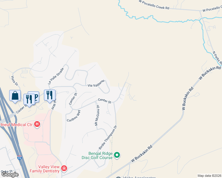 map of restaurants, bars, coffee shops, grocery stores, and more near 2752 Via Valdarno in Pocatello
