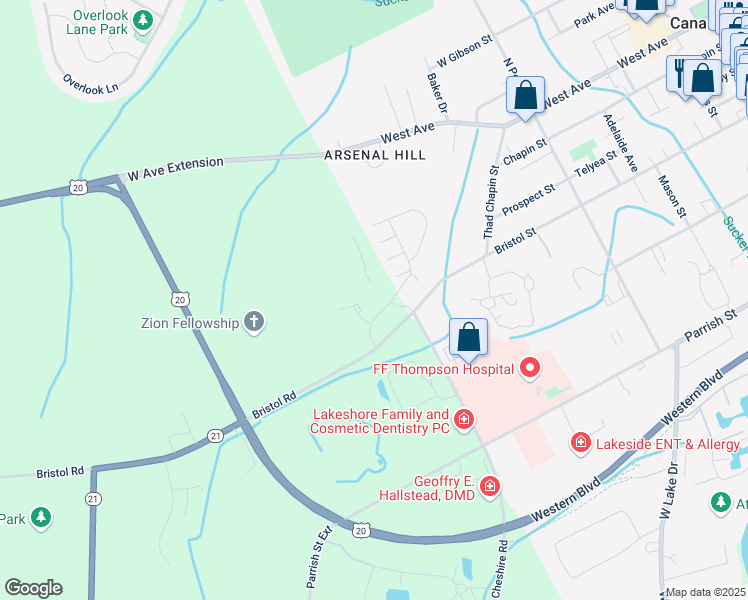 map of restaurants, bars, coffee shops, grocery stores, and more near 9000 Hammocks Drive in Canandaigua