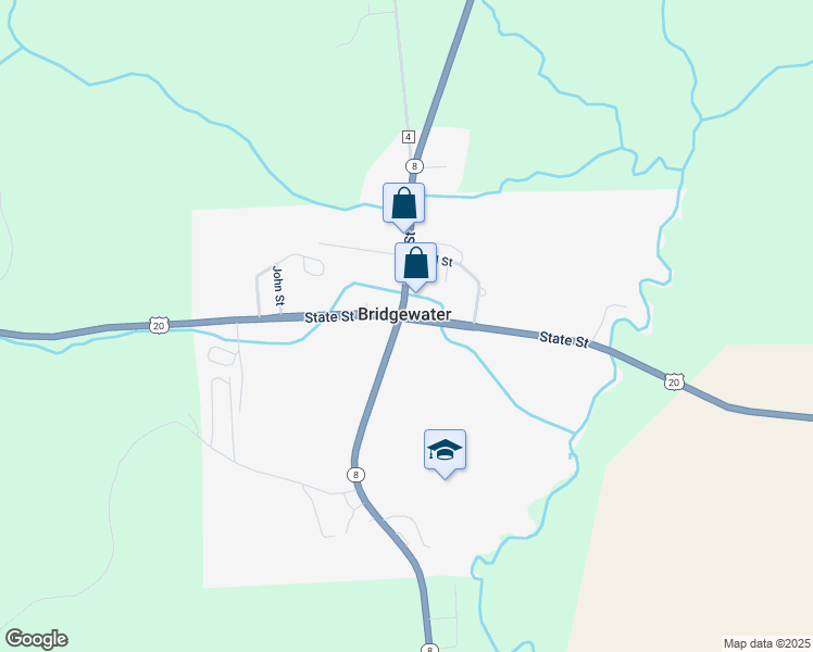 map of restaurants, bars, coffee shops, grocery stores, and more near 9620 U.S. 20 in Bridgewater