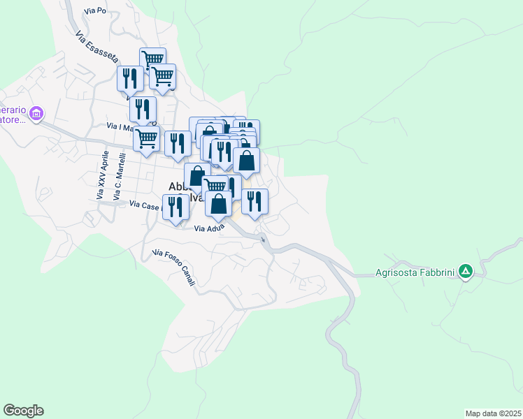 map of restaurants, bars, coffee shops, grocery stores, and more near 7 Via Pinelli in Abbadia San Salvatore