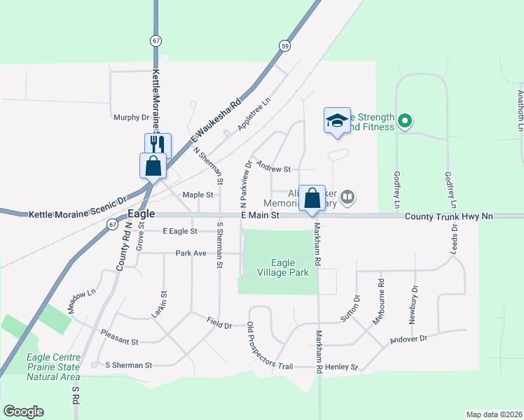 map of restaurants, bars, coffee shops, grocery stores, and more near 528 East Main Street in Eagle