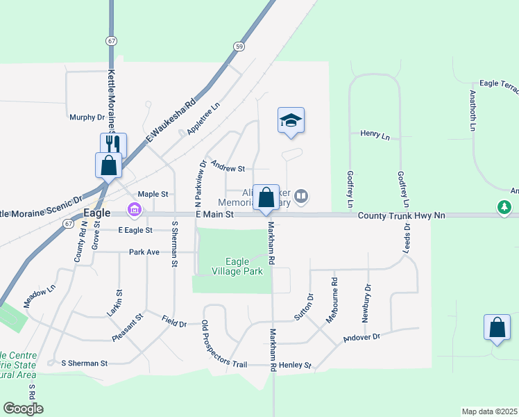 map of restaurants, bars, coffee shops, grocery stores, and more near 714 East Main Street in Eagle
