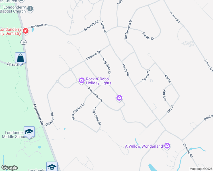 map of restaurants, bars, coffee shops, grocery stores, and more near 6 King John Drive in Londonderry
