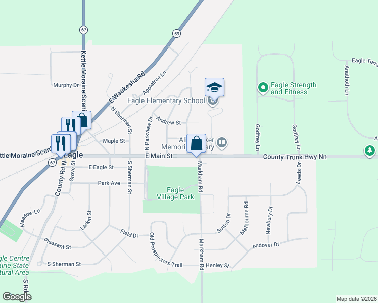 map of restaurants, bars, coffee shops, grocery stores, and more near 714 East Main Street in Eagle