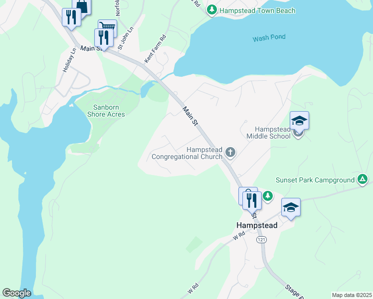 map of restaurants, bars, coffee shops, grocery stores, and more near 3 Old Forge Road in Hampstead