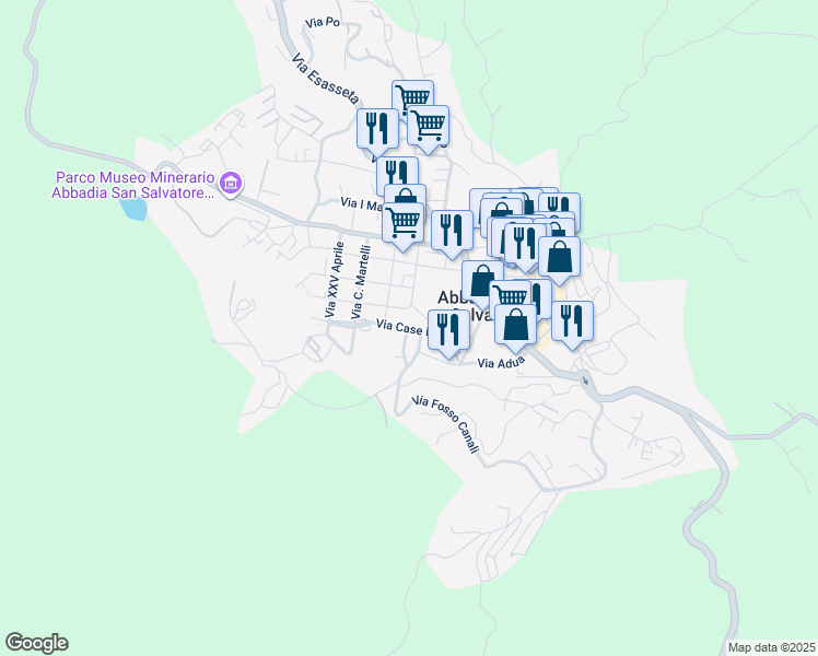 map of restaurants, bars, coffee shops, grocery stores, and more near 30 Via Case Nuove in Abbadia San Salvatore