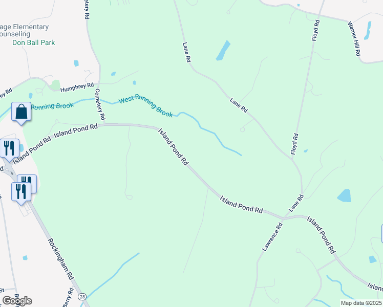 map of restaurants, bars, coffee shops, grocery stores, and more near 52 Island Pond Road in Derry