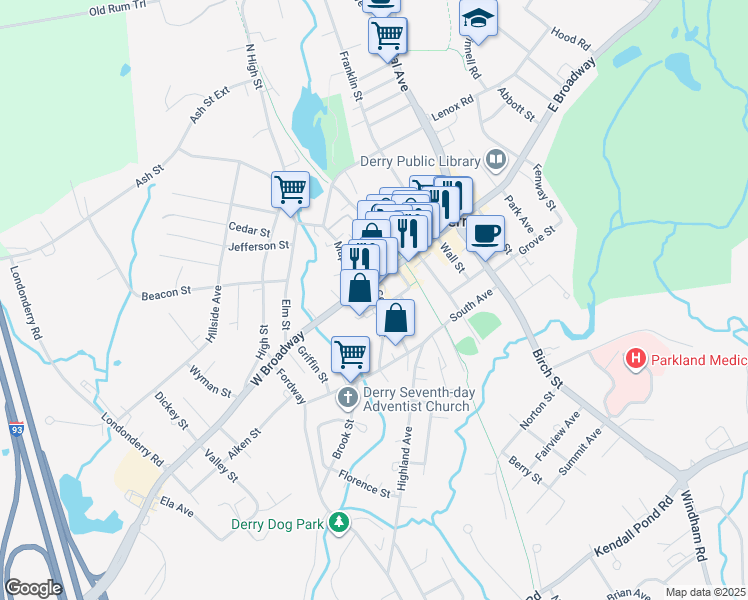 map of restaurants, bars, coffee shops, grocery stores, and more near 8 Storer Court in Derry
