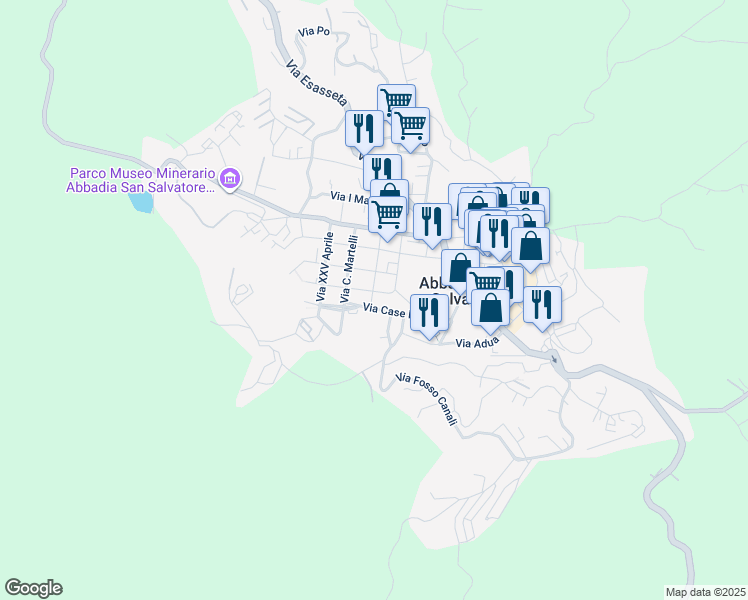 map of restaurants, bars, coffee shops, grocery stores, and more near 30 Via Case Nuove in Abbadia San Salvatore