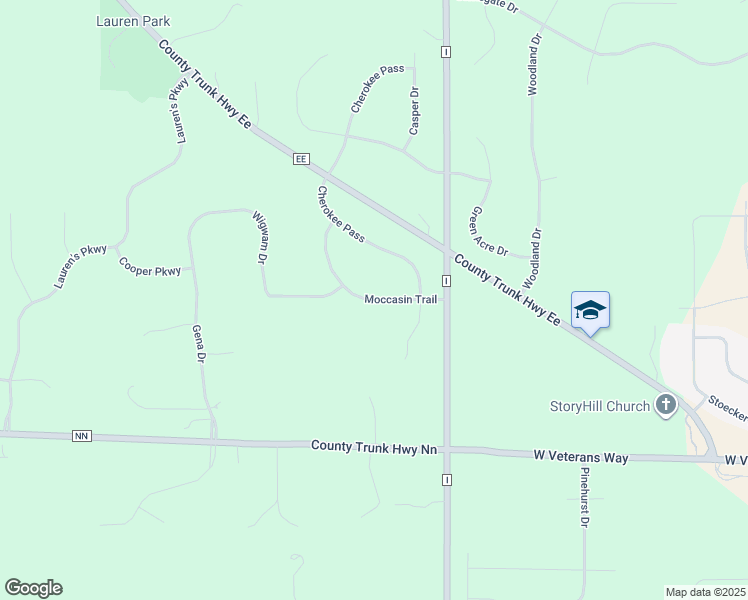 map of restaurants, bars, coffee shops, grocery stores, and more near Moccasin Trail in Mukwonago