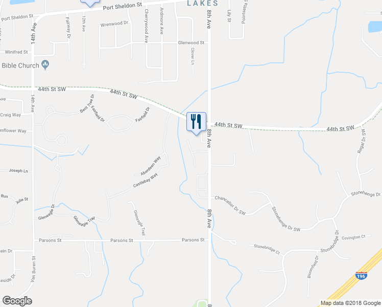 map of restaurants, bars, coffee shops, grocery stores, and more near 862 44th Street Southwest in Grandville