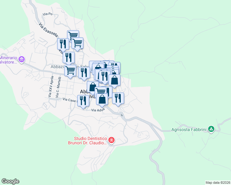 map of restaurants, bars, coffee shops, grocery stores, and more near 53 Viale Roma in Abbadia San Salvatore