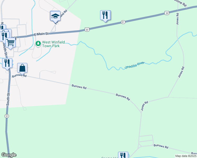 map of restaurants, bars, coffee shops, grocery stores, and more near in West Winfield