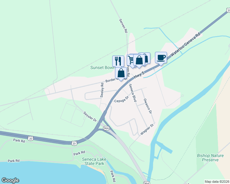 map of restaurants, bars, coffee shops, grocery stores, and more near 97 Lincoln Ave in Geneva