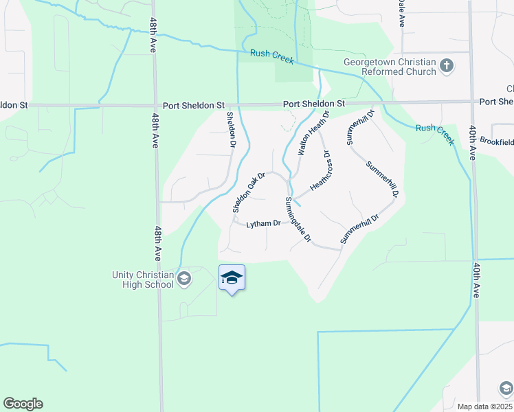 map of restaurants, bars, coffee shops, grocery stores, and more near 4524 Sheldon Oak Court in Hudsonville