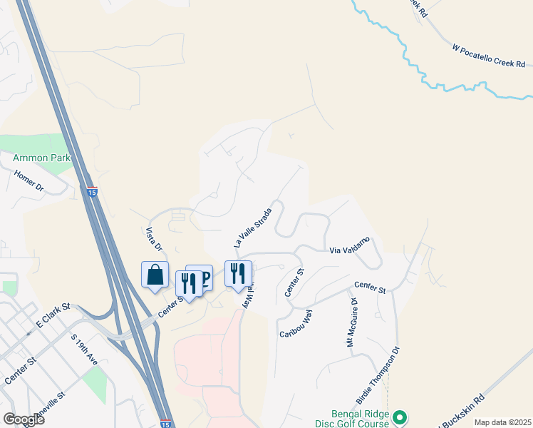 map of restaurants, bars, coffee shops, grocery stores, and more near 347 La Valle Strada in Pocatello