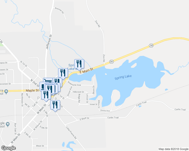 map of restaurants, bars, coffee shops, grocery stores, and more near 433 Shore Drive in Palmyra