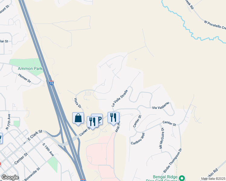 map of restaurants, bars, coffee shops, grocery stores, and more near 390 Vista Drive in Pocatello