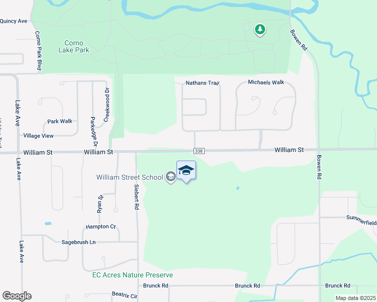 map of restaurants, bars, coffee shops, grocery stores, and more near William Street in Lancaster