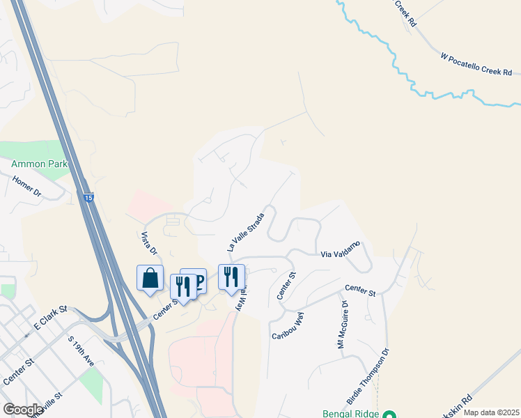 map of restaurants, bars, coffee shops, grocery stores, and more near 331 La Valle Strada in Pocatello