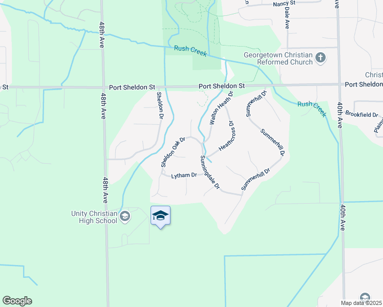 map of restaurants, bars, coffee shops, grocery stores, and more near 4524 Sheldon Oak Court in Hudsonville