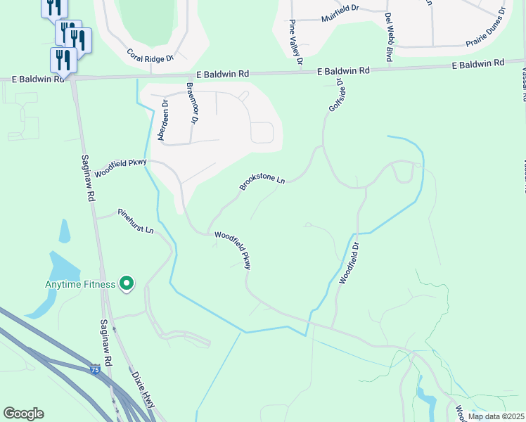 map of restaurants, bars, coffee shops, grocery stores, and more near 6085 Andover Court in Grand Blanc