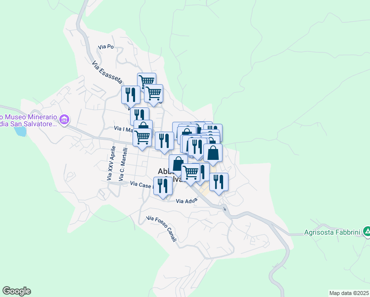 map of restaurants, bars, coffee shops, grocery stores, and more near Via Cavour in Abbadia San Salvatore