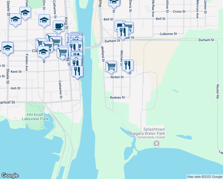 map of restaurants, bars, coffee shops, grocery stores, and more near in Port Colborne