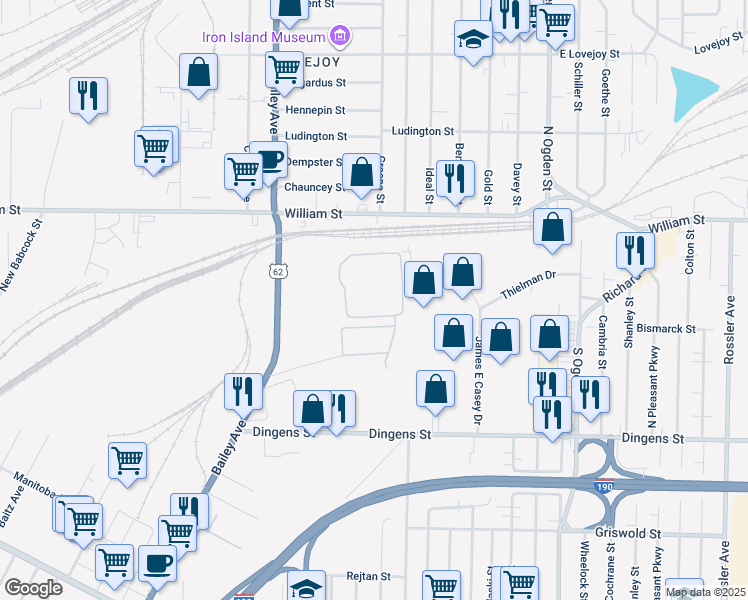 map of restaurants, bars, coffee shops, grocery stores, and more near in West Seneca