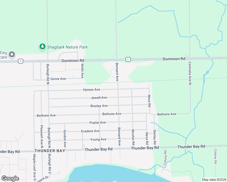 map of restaurants, bars, coffee shops, grocery stores, and more near 3093 Hyman Avenue in Fort Erie