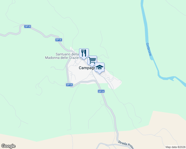 map of restaurants, bars, coffee shops, grocery stores, and more near Strada Provinciale Campagnatico in Campagnatico