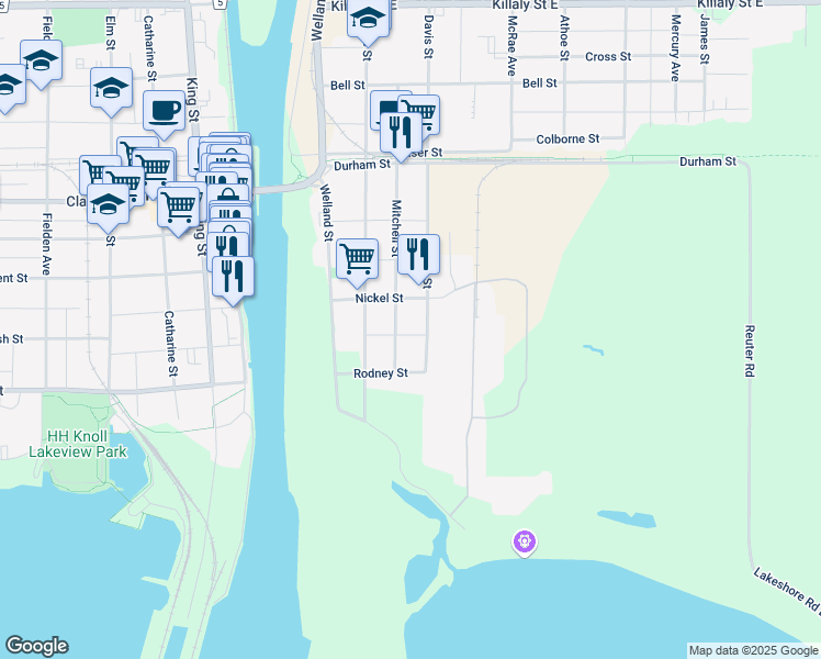 map of restaurants, bars, coffee shops, grocery stores, and more near in Port Colborne