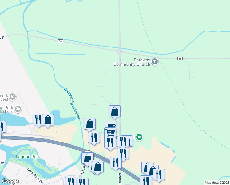 map of restaurants, bars, coffee shops, grocery stores, and more near 3060 County Road 10 in Canandaigua