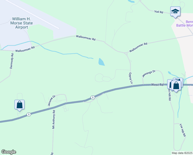 map of restaurants, bars, coffee shops, grocery stores, and more near 300 Village Lane in Bennington