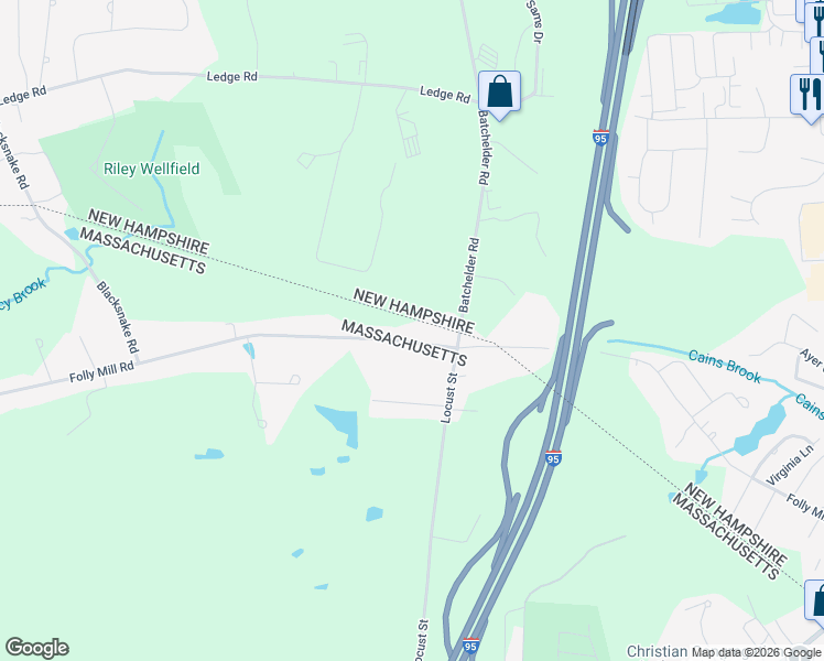map of restaurants, bars, coffee shops, grocery stores, and more near 109 Folly Mill Road in Salisbury