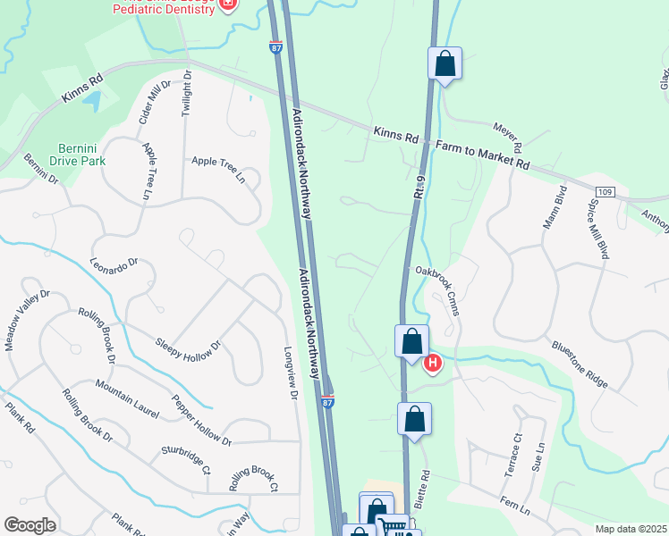 map of restaurants, bars, coffee shops, grocery stores, and more near 34 Meyer Road in Saratoga County