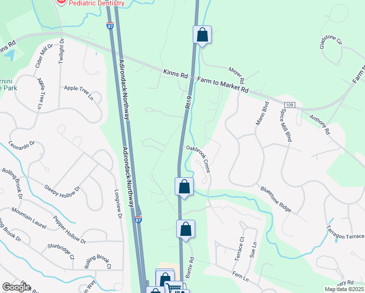 map of restaurants, bars, coffee shops, grocery stores, and more near 6 Oakbrook Commons in Saratoga County