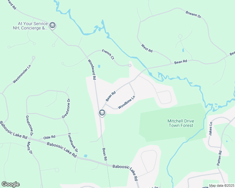 map of restaurants, bars, coffee shops, grocery stores, and more near 39 Bean Road in Merrimack