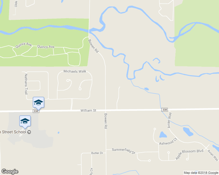 map of restaurants, bars, coffee shops, grocery stores, and more near 3733 Bowen Road in Lancaster