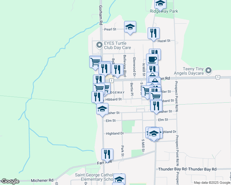 map of restaurants, bars, coffee shops, grocery stores, and more near in Fort Erie