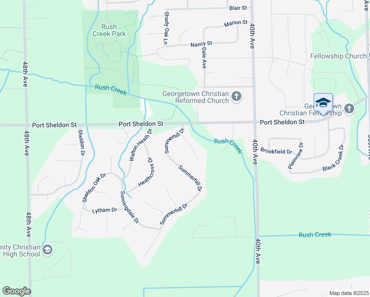 map of restaurants, bars, coffee shops, grocery stores, and more near 6307 Woodhall Court in Hudsonville