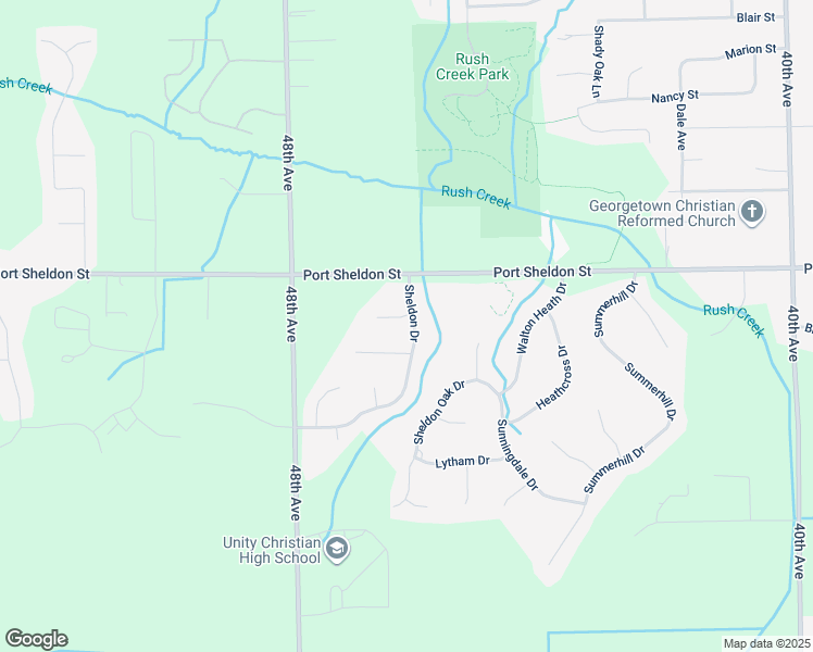 map of restaurants, bars, coffee shops, grocery stores, and more near 4638 Sheldon Court in Hudsonville