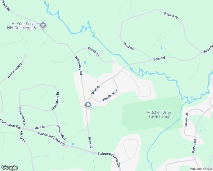 map of restaurants, bars, coffee shops, grocery stores, and more near 39 Bean Road in Merrimack