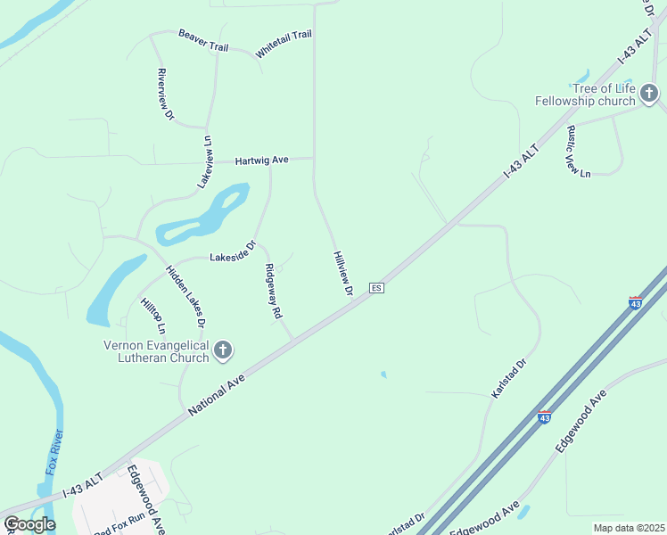map of restaurants, bars, coffee shops, grocery stores, and more near W272S8815 Hillview Drive in Mukwonago