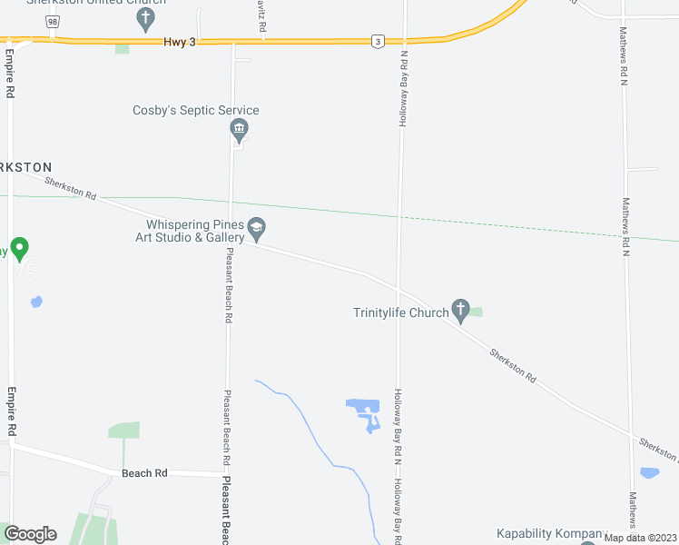 map of restaurants, bars, coffee shops, grocery stores, and more near 5795 Sherkston Road in Port Colborne