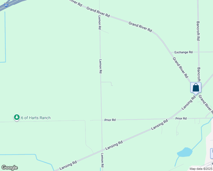 map of restaurants, bars, coffee shops, grocery stores, and more near 7743 Lemon Road in Bancroft